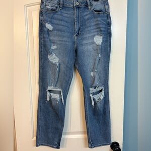 Hollister Ripped Ultra High Rise Mom Jeans size 13R